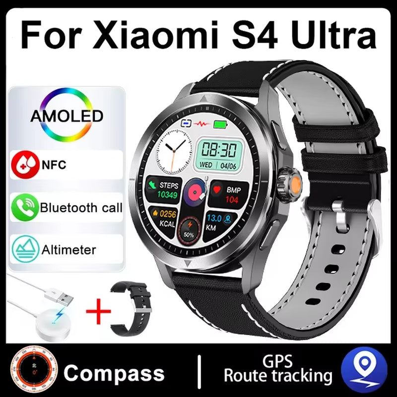 S4 Ultra for Xiaomi Smart Bracelet Men Watch AMOLED HD Screen Bluetooth Call GPS Trajectory NFC Heart Rate Compass Smartwatches