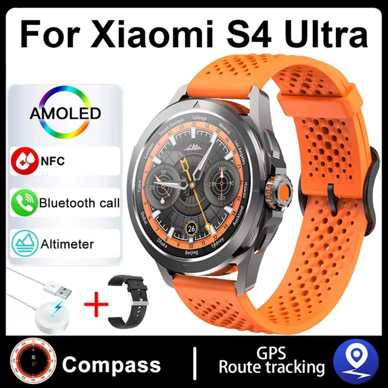 S4 Ultra for Xiaomi Smart Bracelet Men Watch AMOLED HD Screen Bluetooth Call GPS Trajectory NFC Heart Rate Compass Smartwatches
