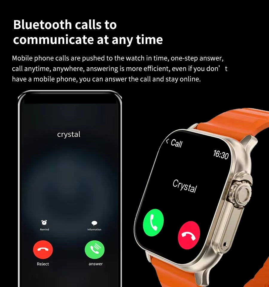 T900 Ultra Bluetooth Smartwatch with Message Alerts, Heart Rate Monitoring, and Sports Features for Android and iOS - Unisex Design