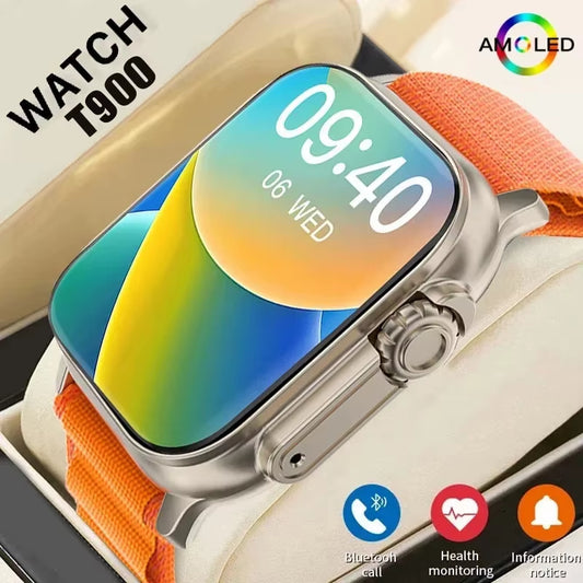 T900 Ultra Bluetooth Smartwatch with Message Alerts, Heart Rate Monitoring, and Sports Features for Android and iOS - Unisex Design